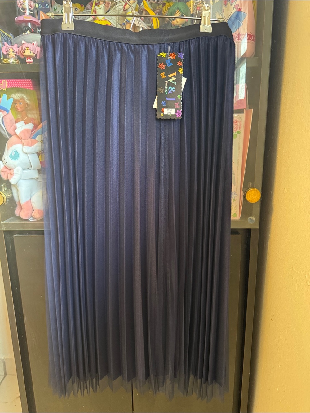 NEW Pleated Navy Midi Skirt